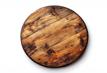 Poster - Wooden tabletop on white background, showcasing warmth and charm.