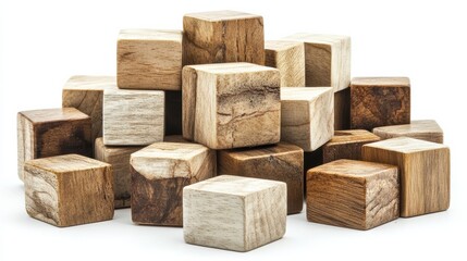 Poster - Wooden cubes in various shades, ideal for creative projects and education.