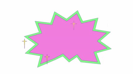Poster - Abstract starburst shape with sparkles 2D cartoon object animation. Comic book-style explosion. Advertising element. Promotional background animated flat colorful item 4K video isolated on white
