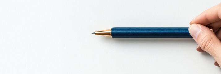 Poster - Contemporary Professional Ballpoint Pen Sleek Metallic Accents with Clip on Matte Surface - Executive Business Tool and Modern Writing Accessory for Precision and Style