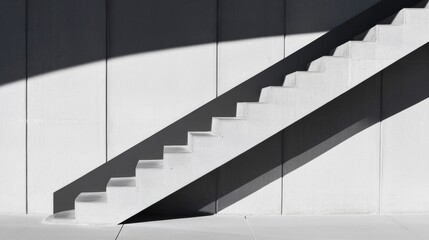 Poster - Modern Minimalist Urban Architecture Ascending Concrete Staircase in Geometric Design - Visual Content for Real Estate and Urban Lifestyle Marketing