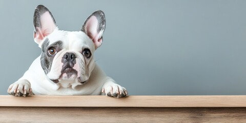 Aufkleber - Contemporary Canine Minimalist Studio Imagery of Alert Small Dog on Wood - Personalized Pet Branding and Visual Identity for Modern Marketing Campaigns