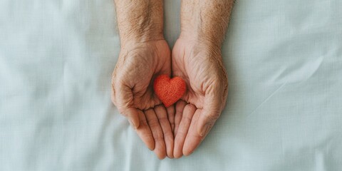 Poster - Healing Touch Elder Care Hand in Hand with Textured Heart Symbol - Emotional Wellness Content for Compassionate Healthcare Marketing and Geriatric Patient Empathy
