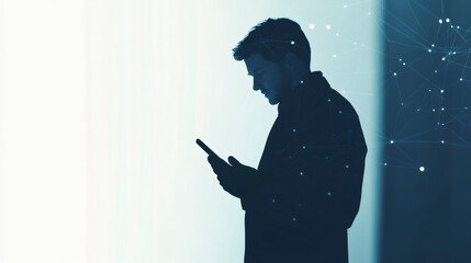 Aufkleber - Professional businessman networking, leveraging digital connection via mobile device