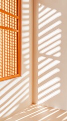 Leinwandbilder - Minimalist Light Play on Textured Wall Wooden Slat Shadows for Modern Interior Design and Architectural Aesthetics - Enhancing Contemporary Living Spaces