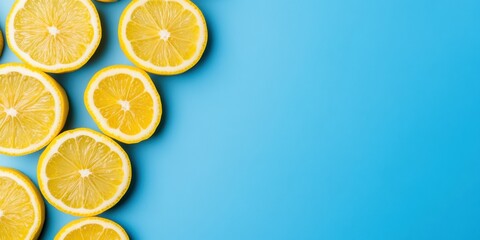 Aufkleber - Vibrant Lemon Print Design Modern Organic Patterns on Blue - Fresh Content for Healthy Living Spaces and Eco-Friendly Marketing Strategies