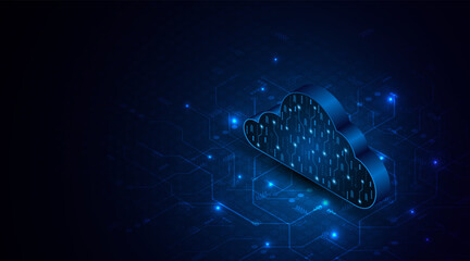 Aufkleber - Abstract cloud technology circuit board. Large data center concept. modern cloud storage technology innovation concept background	