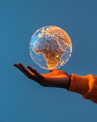 Leinwandbilder - Futuristic Holographic Globe Interactive Levitation with Digital Precision for Tech-Driven Business Innovation and Modern Educational Visualization