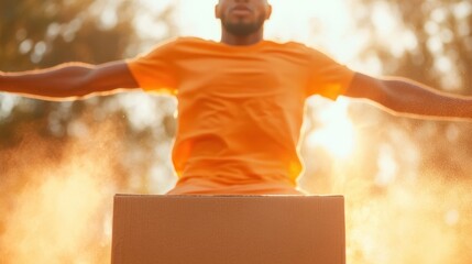 Aufkleber - Dynamic Fitness Visual Athlete in Neon Vibes and Compression Gear on Cardboard - High-Impact Athletic Content and Modern Branding for Fitness Industry Engagement