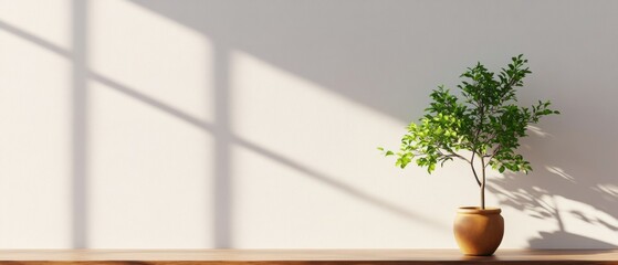 Leinwandbilder - Minimalist Interior Scene Sculptural Wooden Planter with Lush Greenery in Sunlit Space - Premium Eco-Living Aesthetic and Sustainable Home Decor Content for Modern Lifestyle Design