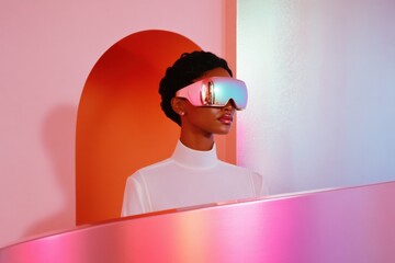 Aufkleber - Y2K Chrome Hospital Reception Futuristic Pastel and Iridescent Design in Healthcare - Modern Patient Experience and Tech-Infused Medical Services