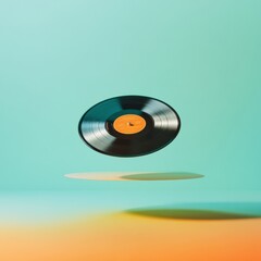 Leinwandbilder - Minimal Gradient Vinyl Record Illusion Sleek Design for Modern Media and Marketing Visuals - Elevate Aesthetic Content with Dynamic Light Play