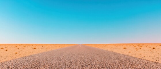 Poster - Minimalist Desert Highway Visualization Asphalt Road with Blue Sky - Strategic Pathways Content and Eco-Friendly Infrastructure Marketing