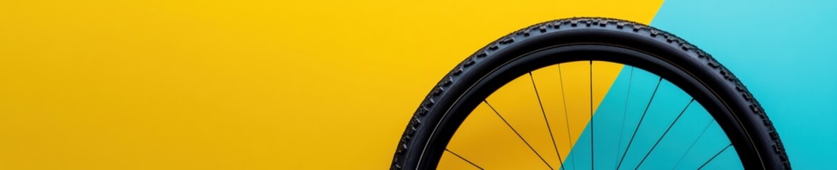 Aufkleber - Contemporary Urban Wheel Textured Bicycle Tire on Vibrant Background for Secure Mobility Solutions - Modern Transportation Safety and Urban Design Content