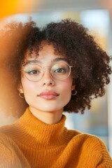 Poster - Contemporary Portrait Capturing Vibrant Textures and Warm Tones - Empowering Female Representation and Fashion Forward in Modern Marketing Campaigns