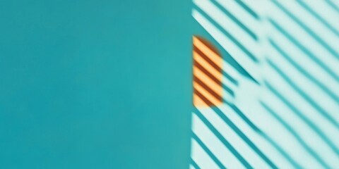 Poster - Minimalist Cyan and Orange Abstract Shadow Play Modern Art Aesthetic in Acrylic Panels for Contemporary Design Spaces and Creative Marketing Visuals
