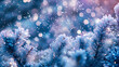 © Zyariss - Frosted Pine Tree Branches with Bokeh Lights and Falling Snow