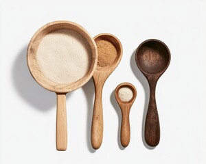 Fototapete - Minimalist Culinary Display Natural Wooden Bowls with Aromatic Spices for Authentic Food Commerce - Sustainable Material Design for Modern Kitchen Merchandising