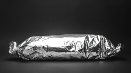 Poster - Shimmering foil texture displayed on a smooth black background for artistic inspiration
