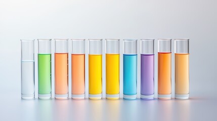 Poster - Colorful Liquid in Test Tubes on Light Background for Scientific Use
