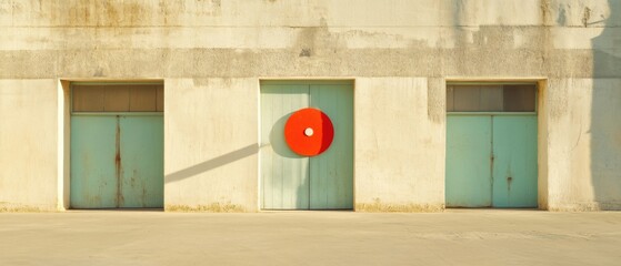 Aufkleber - Industrial Precision Aesthetic Red Dart on Weathered Concrete Wall - Strategic Focus for Business Visuals in Marketing and Urban Planning