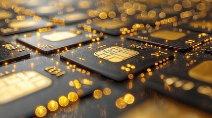 Poster - Collection of modern black and gold cell phones displaying innovative technology features