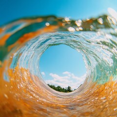 Poster - Contemporary Ocean Conservation Imagery Captivating Water Cycle with Droplet Suspension and Natural Light Marine Sustainability and Eco-Friendly Content Creation