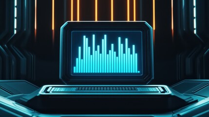 Poster - Futuristic Sound Wave Display on a High-Tech Console Screen