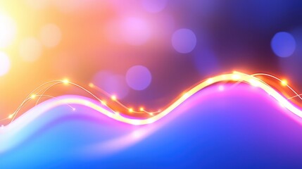 Poster - A vibrant, abstract design featuring flowing waves of light with glowing accents and a colorful bokeh background.