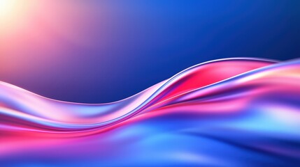 Poster - A vibrant, flowing abstract design featuring smooth waves in shades of blue and pink, creating a dynamic visual effect.