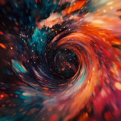 Wall Mural - Abstract swirling vortex of vibrant colors and cosmic dust.