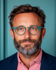 Aufkleber - Modern Leadership Aesthetic Professional Executive Portrait in Natural Light and Textured Backdrop - Business Innovation and Relational Branding