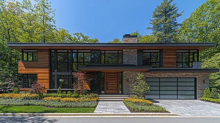 Poster - Charming house featuring abundant and inviting light in a cozy residential setting