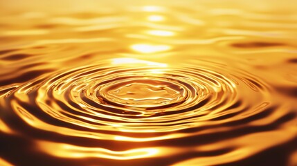 Poster - Golden Ripple Effect on Calm Water Surface During Sunset Glow