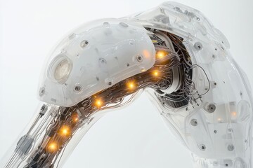 Poster - artistic rendering of a translucent futuristic robot showcasing intricate internal wiring and mechan