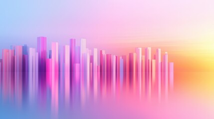 Poster - An abstract digital artwork featuring colorful vertical bars reflecting in a soft, blurred background of pastel shades.