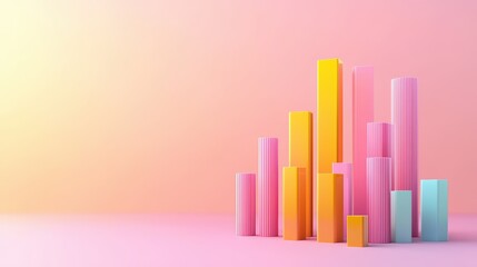 Poster - Colorful Geometric Shapes Displayed on Pink Background for Design