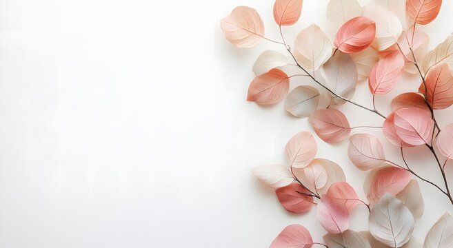 Decorated with dried tree leaves on a white background. Which reminds of the old days and enhances the beauty of the house. Elegant premium design with minimal style.