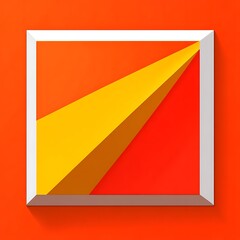 Poster - Geometric abstract design with diagonal yellow shape on a square orange background