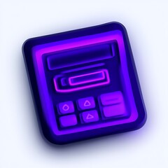 Poster - A vibrant purple calculator icon against a white background with a neon light effect