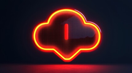 Poster - A glowing red cloud icon with a download symbol, set against a dark background, representing digital storage and data transfer.