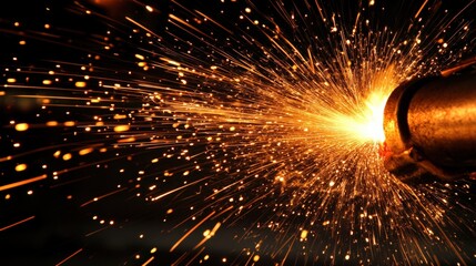 Wall Mural - A bright orange flame shoots out of a metal pipe