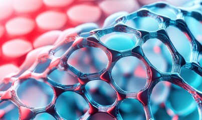 Abstract blue & red mesh structure background, ideal for tech or science visuals