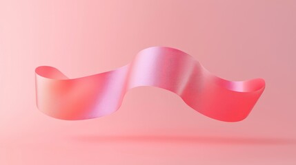 Poster - A 3D pink ribbon banner with a soft gradient, floating against a plain background. 