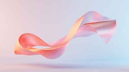 Poster - A 3D pink ribbon banner with a soft gradient, floating against a plain background. 