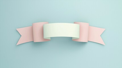 Aufkleber - A blank ribbon-style banner in pastel tones, floating against a neutral background. 