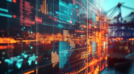 Poster - Analyzing digital trading trends financial market dashboard display tech environment closeup view data visualization