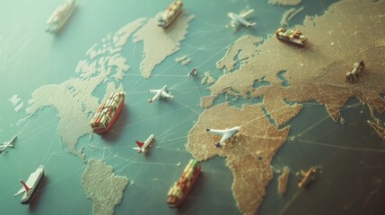 Poster - Global flow of goods conceptualized worldwide photo digital environment aerial view supply chain dynamics