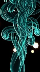 Poster - Mesmerizing swirls of turquoise smoke intertwine with floating orbs in dynamic motion