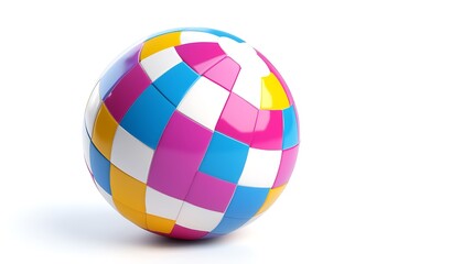 Wall Mural - bright retro beach ball in pixel style against white background